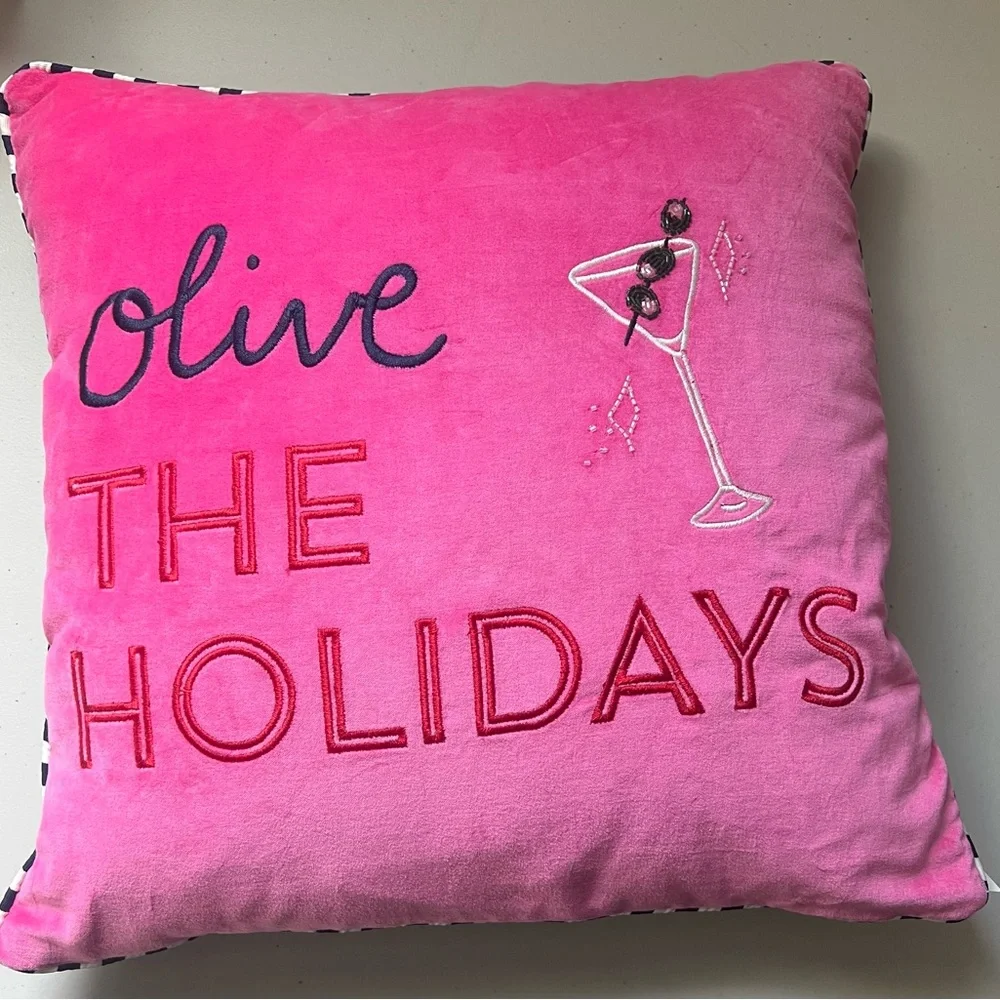 Anthropologie Olive The Holidays Pink Pillow